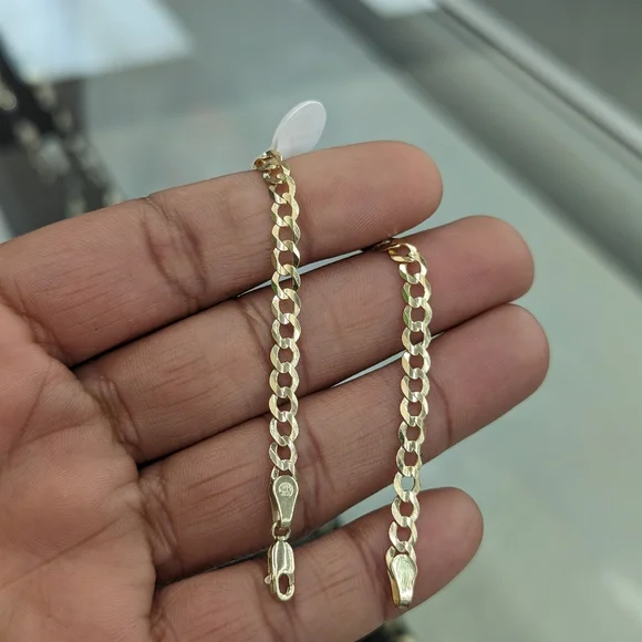 14kt Real Solid Gold Cuban Curb Bracelet - Picture 6 of 6